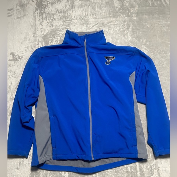 St Louis Blues Hockey NHL Soft Shell Jacket Mens 2XL FLAWED - Picture 1 of 7